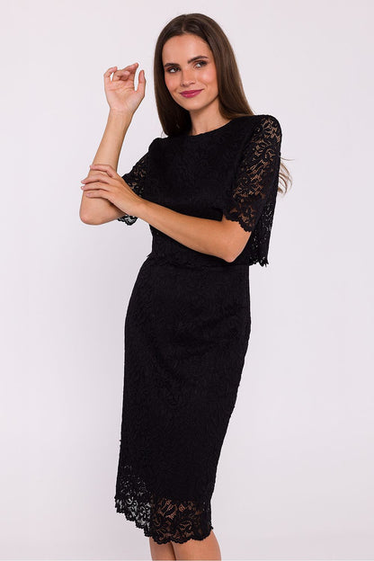 Elegant below-knee length of the Stylove Pencil Dress highlighting its classic and feminine appeal.