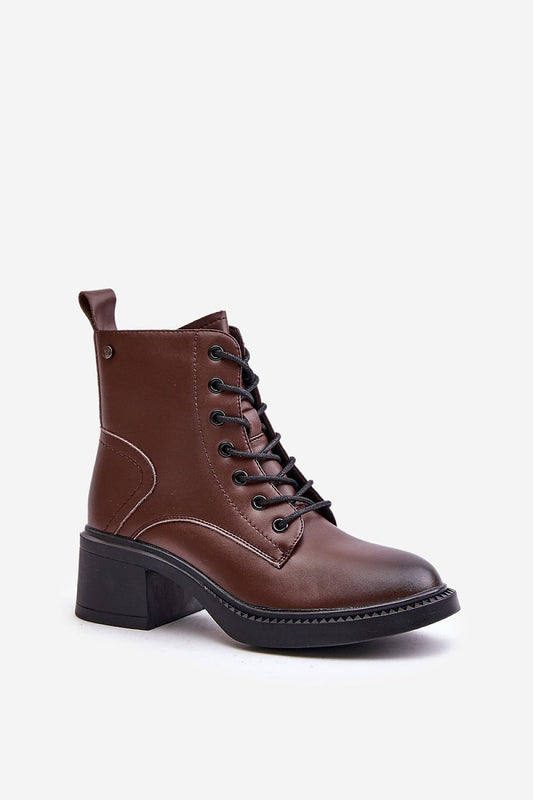 Stylish Vinceza Women's Low Heel Boots in natural leather, showcasing insulation and a classic cut, offered by Step in Style for autumn and winter fashion.