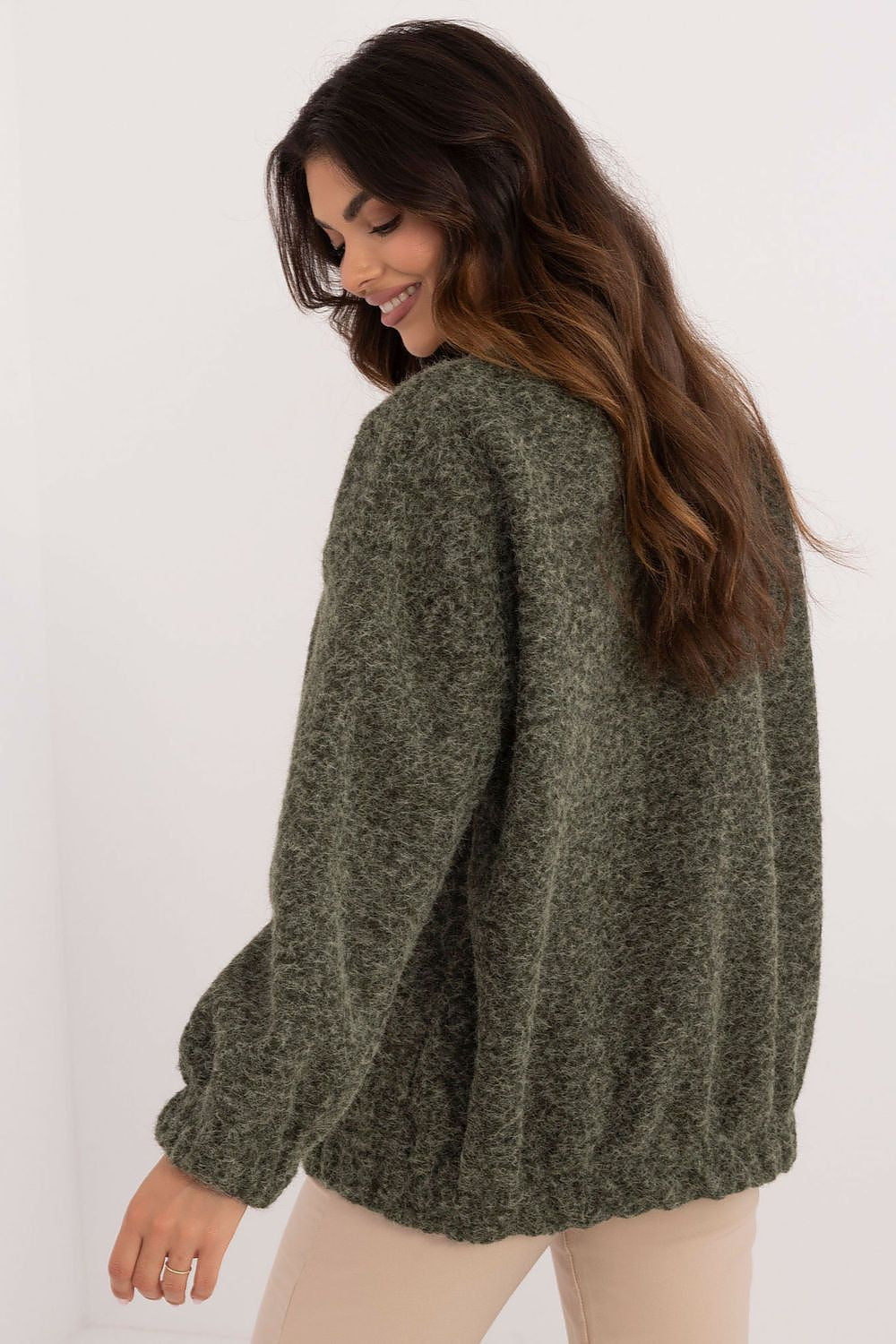 Casual long-sleeve cardigan by Italy Moda featuring a classic plain design with contrasting edge trim, perfect for sophisticated everyday wear.