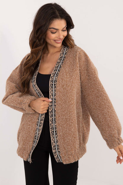 Italy Moda long-sleeve unbuttoned cardigan showcasing a modern style, ideal for providing comfort and freedom of movement in a luxurious fashion.