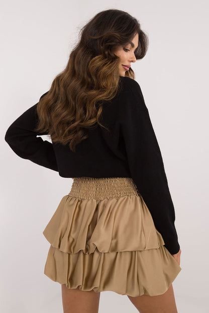Elegant mini skirt with ruffles by Italy Moda, showcasing lightweight 100% polyester fabric, perfect for stylish occasions.