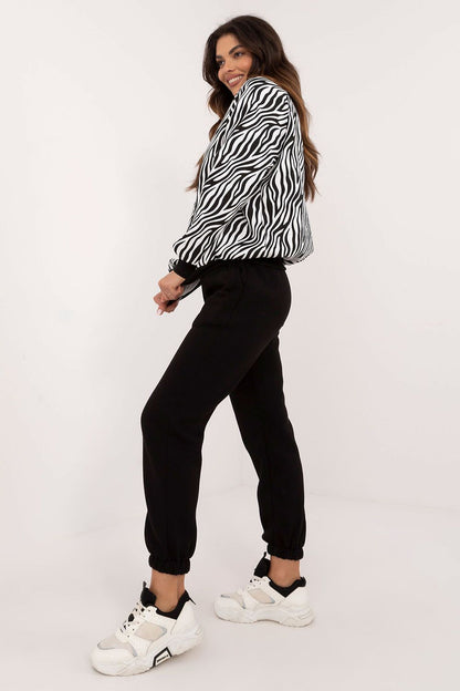 Elegant women's stylish casual set featuring an animal print sweatshirt, long sleeve blouse, and high waist trousers by Factory Price, perfect for fashionable everyday wear.