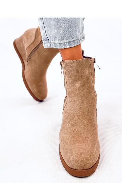Inello Women's Eco-Suede Buskin Boots featuring a 6 cm heel and a stunning gold zipper closure, perfect for elevating your style with luxurious comfort.