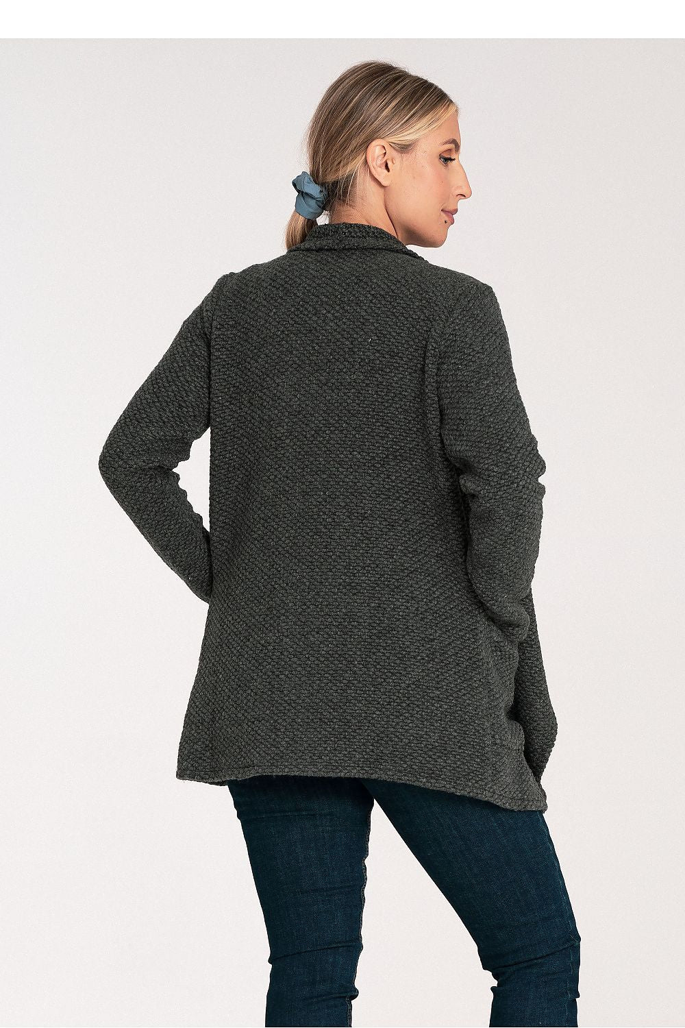 Elegant Figl structured knit wool blend cardigan in luxury fashion with slip-in pockets and an unbuttoned loose fit.