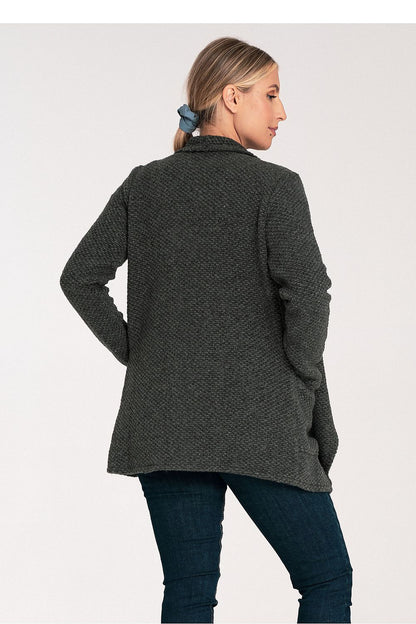 Elegant Figl structured knit wool blend cardigan in luxury fashion with slip-in pockets and an unbuttoned loose fit.