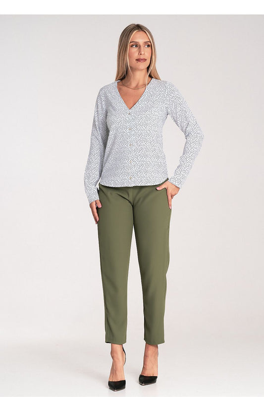 Sophisticated Figl long sleeve fitted blouse with a chic heart neckline and press studs, ideal for elevating your outfit with luxury.