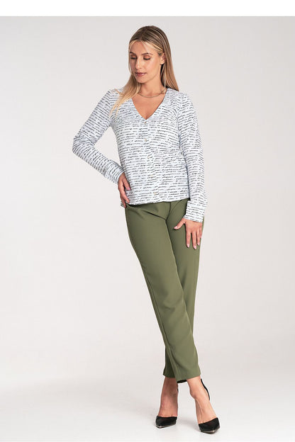Luxury Figl long sleeve fitted shirt featuring a stylish heart neckline and elegant press stud fastening, perfect for sophisticated occasions.