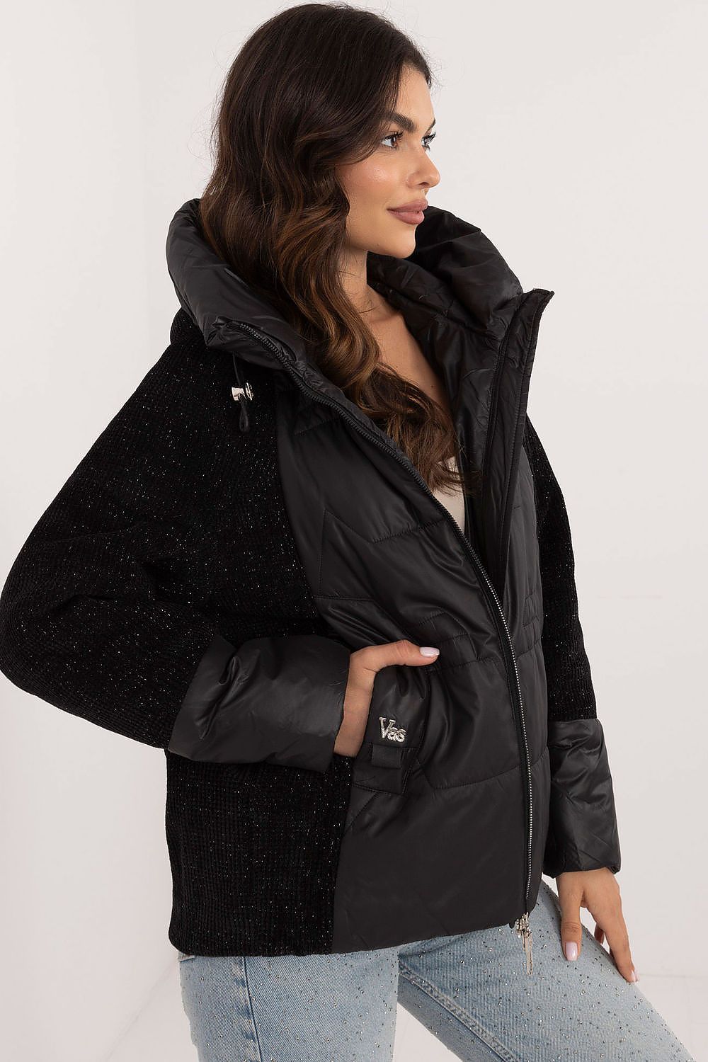 Chic women's casual jacket from MBM crafted in lightweight polyester, perfect for layering in cool weather, showcasing a fashionable design with a functional hood.