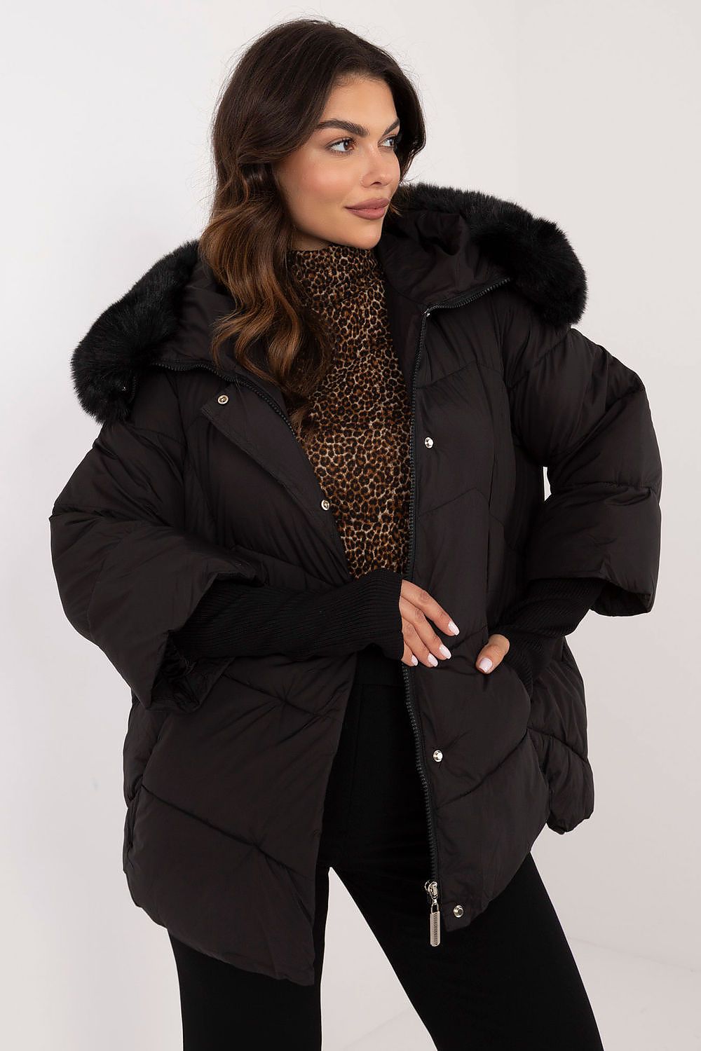 Luxurious women's quilted jacket by MBM featuring a detachable fur hood, ideal for autumn and winter with elegant styling.