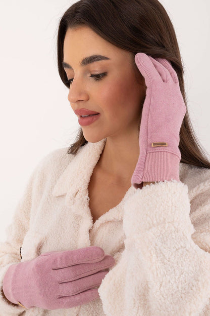 AT's elegant ribbed fingerless gloves showcasing delicate flower embroidery, combining fashion with functionality for comfortable smartphone usage in winter.