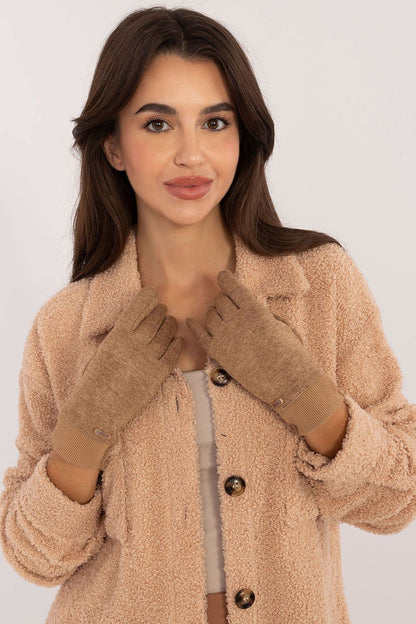 Luxurious ribbed fingerless gloves with a striking flower design by AT, blending practicality and style for the modern winter wardrobe.