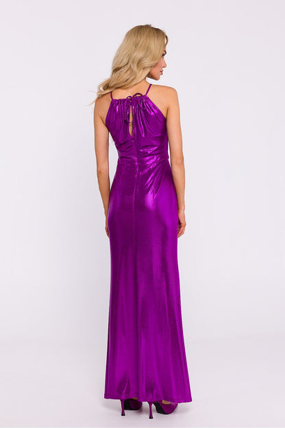 Back view of the Moe Elegant Maxi Dress with discretely covered zipper, highlighting modern craftsmanship and style.