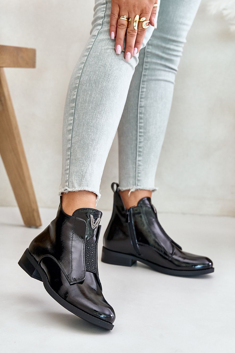 Luxurious women's ankle boots by Step In Style, crafted from ecological leather, featuring a stylish zipper closure and insulated lining for warmth.