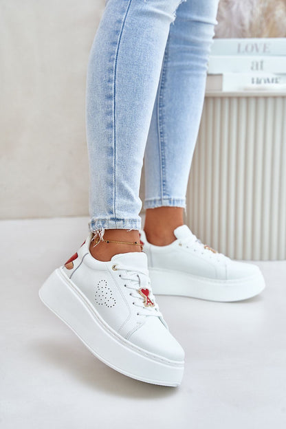Elegant natural leather women's sneakers with tulip design by Step in Style, featuring a stylish platform height of 4cm.