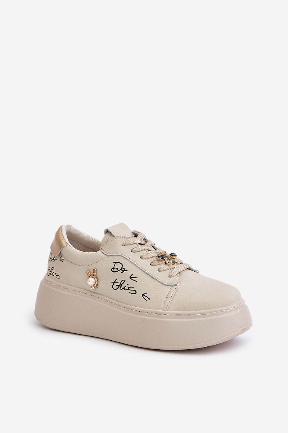 Chic and comfortable women's natural leather platform sneakers from Step in Style, showcasing unique decorative details and urban fashion.