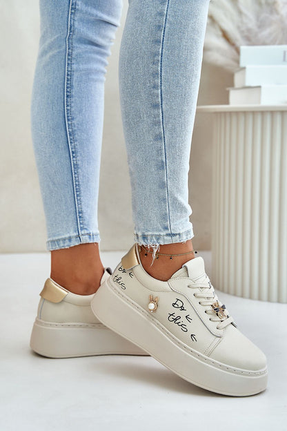 Step in Style luxury women's sneakers made from high-quality natural leather, offering a distinctive urban look with platform height for added comfort.