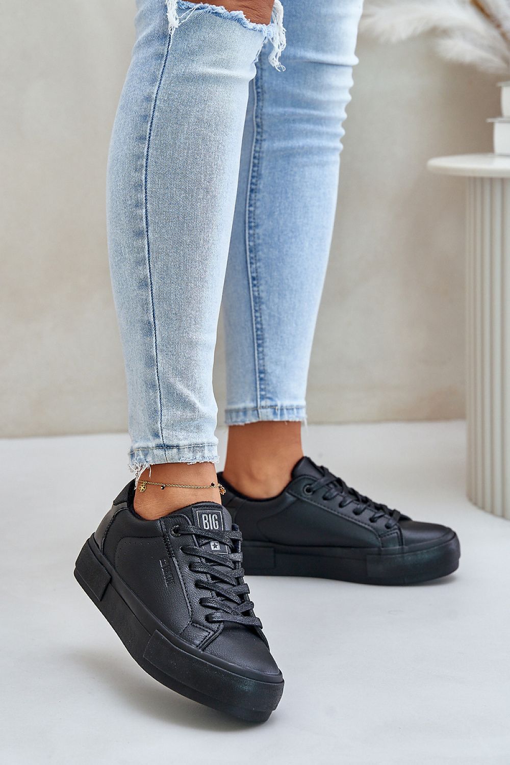 BIG STAR eco leather platform sneakers for women, perfect for autumn-winter style, featuring 6.5cm height and chic design, by Step in style.