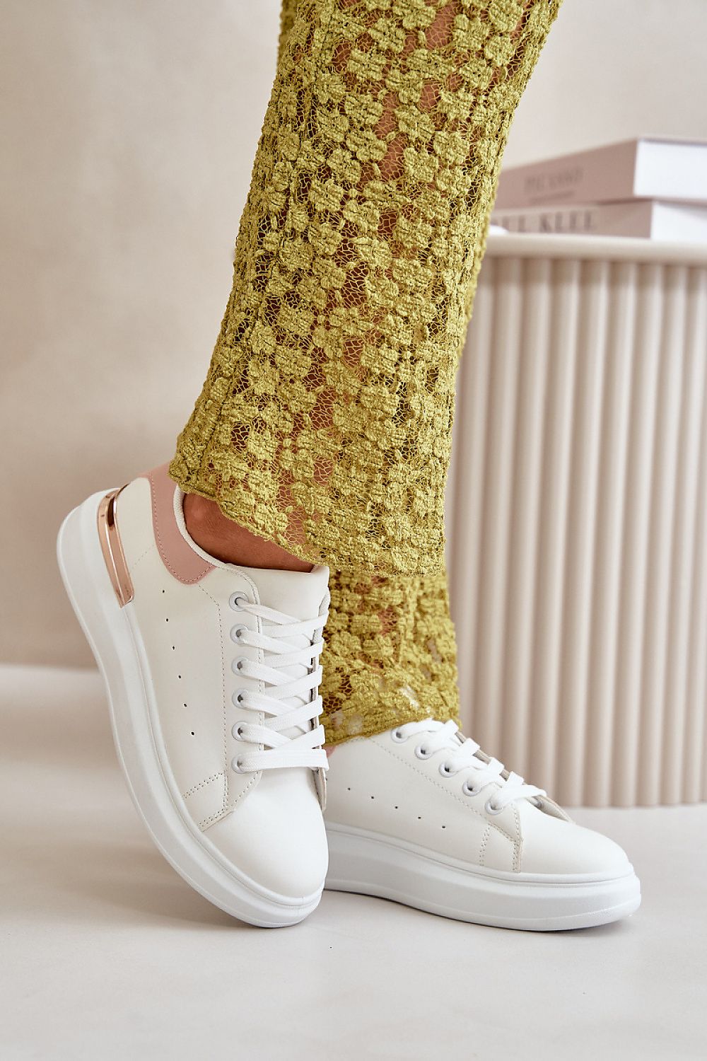 Elegant Women's Eco Leather Low Sneakers by Step in Style with a chic mirrored platform for modern glamour.