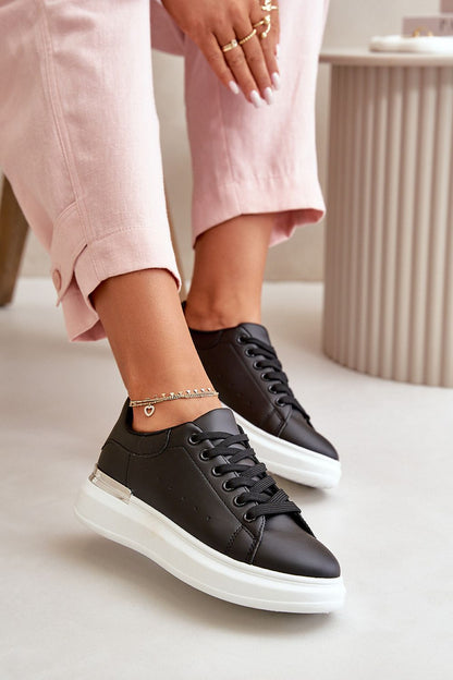 Sophisticated Women's eco leather low sneakers with mirrored platform, embodying modern glamour by Step in style, ideal for versatile styling.