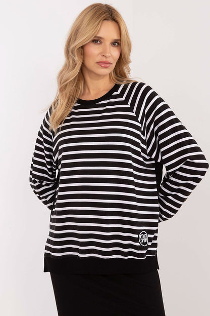 Elegant striped blouse by Relevance, crafted from luxurious micro modal and elastane for ultimate comfort and a refined fit. Perfect for casual wear with long sleeves and a classic round neckline.
