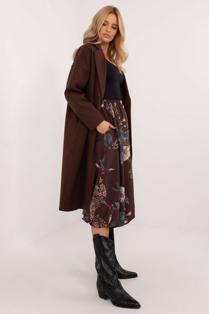 Italy Moda floral midi bomber skirt displayed in a stylish setting, highlighting its versatility for both casual and formal occasions.