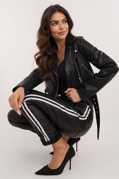Versatile high-rise eco-leather trousers by Italy Moda, perfect for casual and workwear, highlighting a sleek and modern aesthetic.