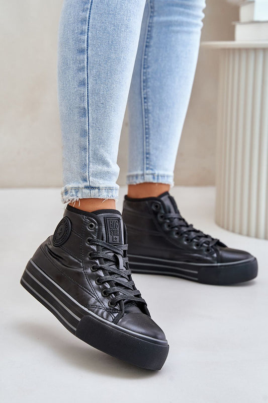 Stylish women's insulated platform sneakers in charcoal by Step in Style, featuring adjustable laces and a 3.5 cm elevated sole for ultimate comfort and elegance.