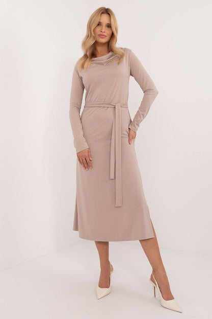 Elegant Lakerta Midi Dress for Women featuring long sleeves and a classic cut, perfect for formal occasions.