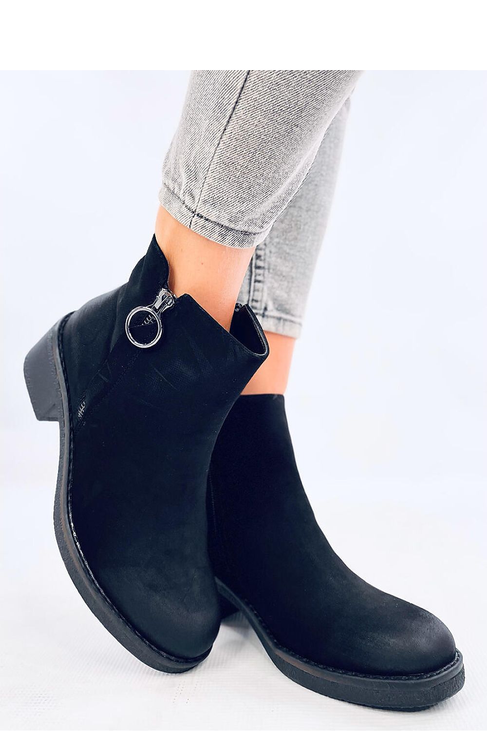 Inello Women's eco-friendly nubuck heel boots featuring a fashionable 5cm heel, suitable for elegant casual wear.