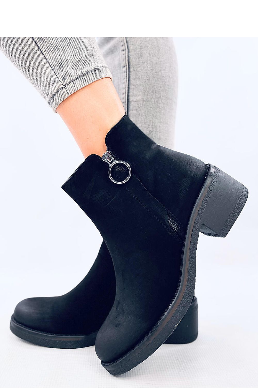 Side profile of Inello Women's eco-friendly heel boots, highlighting the stylish design and comfortable 5cm height.