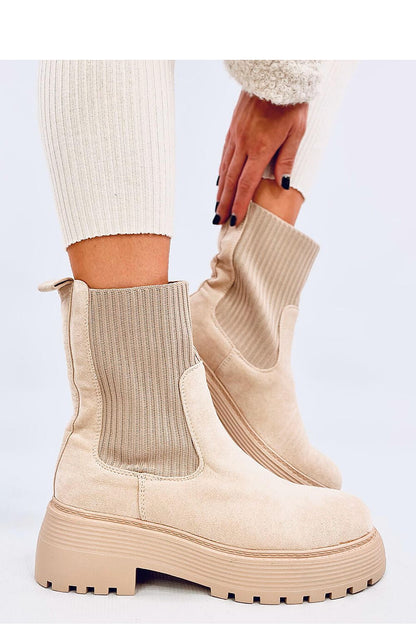 Luxury Women's Suede Platform Boots by Inello featuring an elastic welt and soft fur lining, showcasing a unique sock upper design.