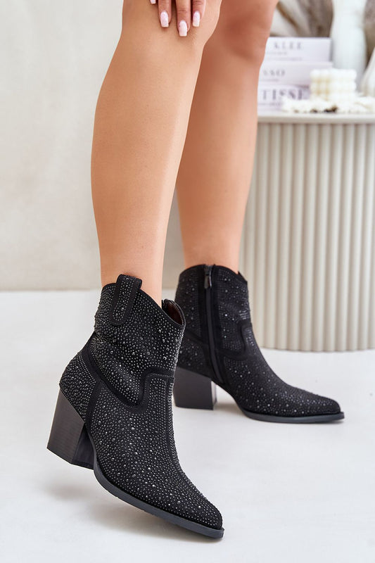 Luxury suede leather cowboy heel boots with pointed toe design, featuring zipper closure, by Step in Style, available in EU sizes 36 to 41.