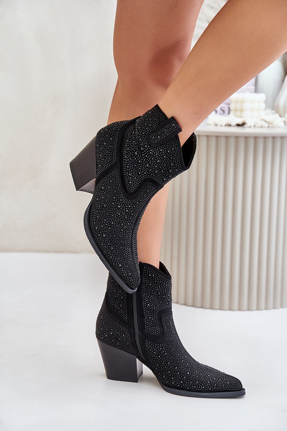 Elegant luxury cowboy heel boots with 7 cm heel height, perfect for Western-inspired fashion, designed by Step in Style.