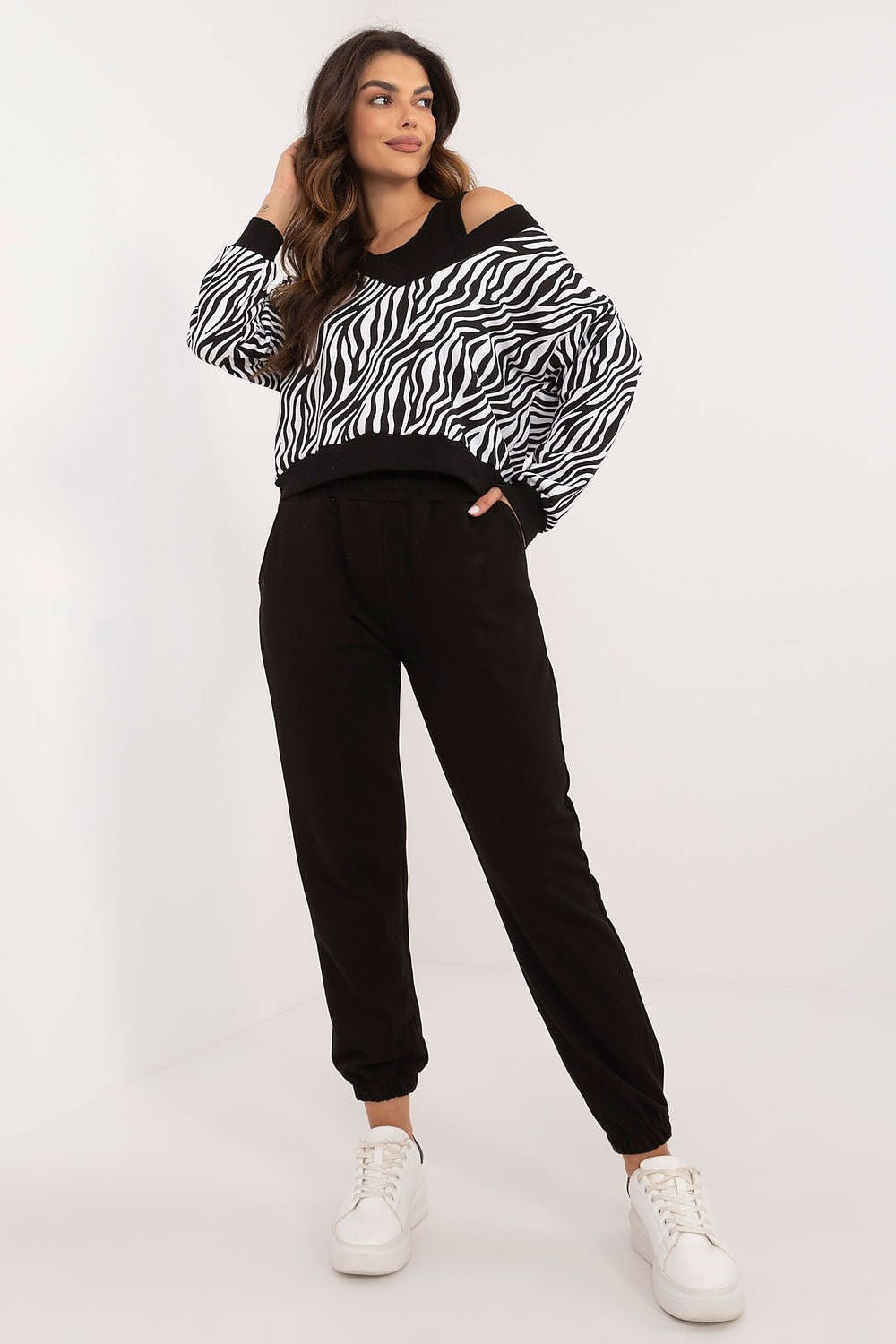 Elegant Women's 3-Piece Casual Set featuring a stylish T-shirt, sweatshirt, and high-waist pants with an animal motif, designed by Factory Price for a luxurious everyday look.