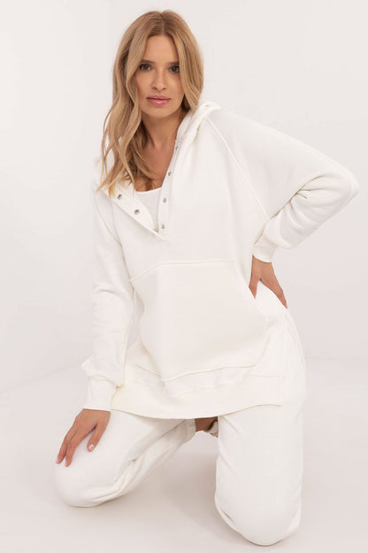 Stylish long-sleeve T-shirt included in the women's casual 3-piece set, made from a soft cotton blend - Factory Price.