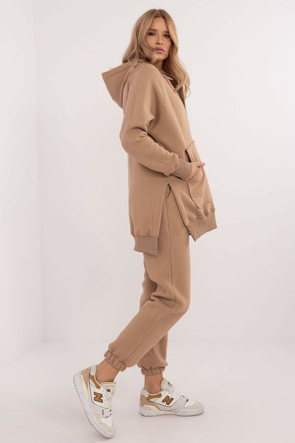 Comfortable high-waisted pants with ribbed cuffs from the warmed women's casual set, designed by Factory Price, tailored for a flattering silhouette.