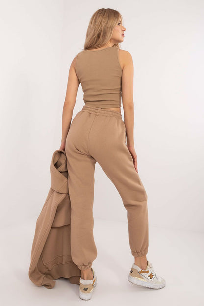 Chic mélange pattern T-shirt, integral to the warmed women's 3-piece set by Factory Price, enhances everyday outfits with style and comfort.