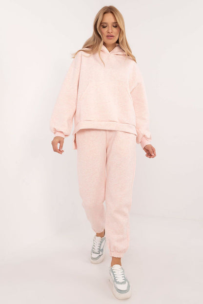 Elegant warmed women's casual sweatshirt set by Factory Price, showcasing soft cotton-polyester blend with a stylish hood and practical pockets.