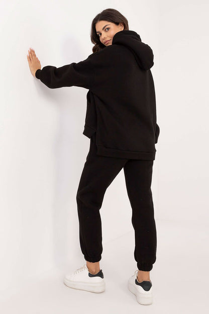 Elegant long-leg pants from the warmed women's casual sweatshirt set by Factory Price, showcasing high waist, stylish ribbed cuffs, and convenient slip-in side pockets for ultimate comfort and sophistication.