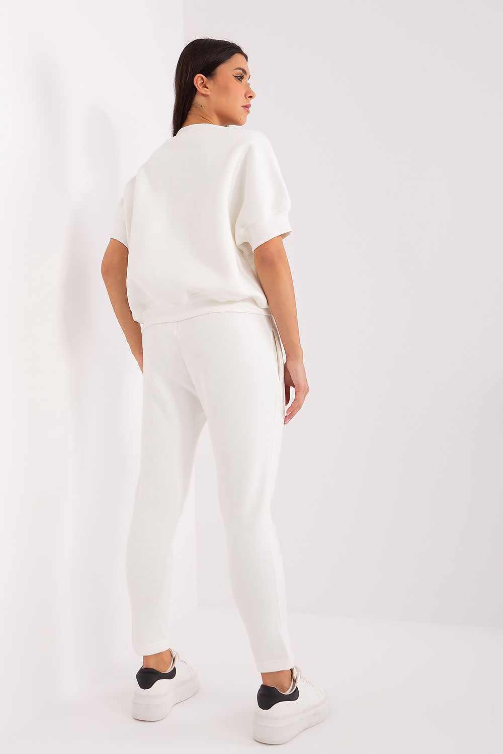 Luxury women's insulated casual sweatshirt set featuring a stylish sweatshirt and tapered pants, designed by Factory Price, perfect for cold days.