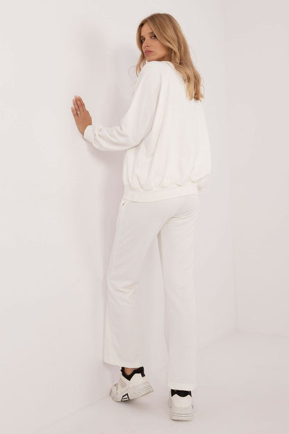 Luxury Women's Casual Tracksuit Set featuring a stylish sweatshirt and high waist pants, crafted from a premium cotton/polyester blend by Factory Price.