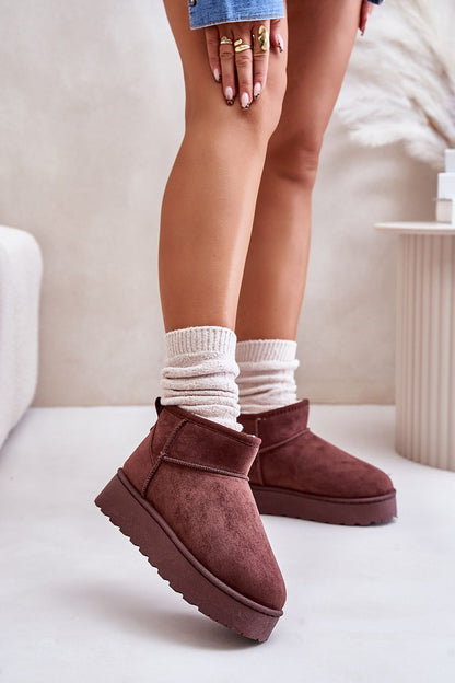 Luxury ankle-high eco suede snow boots with thick faux fur lining from Step in Style, perfect for winter outfits.
