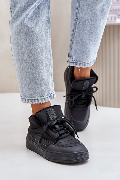 Big Star insulated lace-up sneakers for women by Step in Style, featuring ankle height, warm textile fabric, and a fashionable design ideal for colder days, available in EU sizes 36-41.