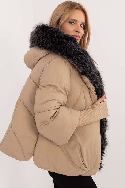 MBM Women's luxurious casual jacket featuring a detachable hood and cuffs, perfect for cold weather, available in sizes S to XL.