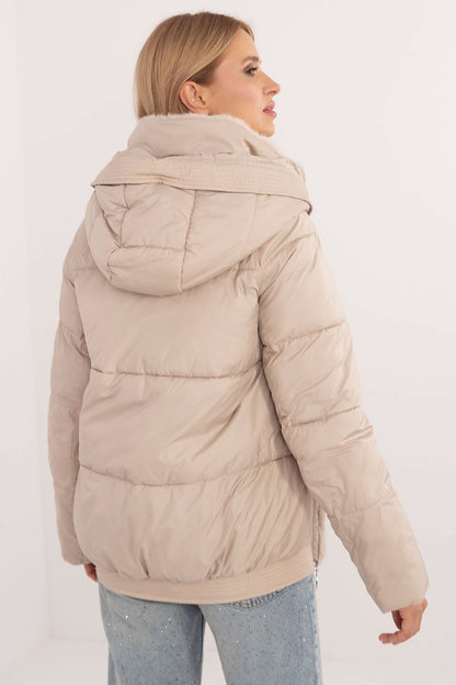 Women's quilted jacket by MBM, featuring a snug hood and stylish design, perfect for layering in chilly seasons.