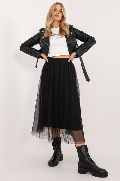 Elegant Women’s Midi Tulle Skirt by Factory Price, showcasing lightweight polyester fabric, feminine style, and comfort fit for casual or workwear.