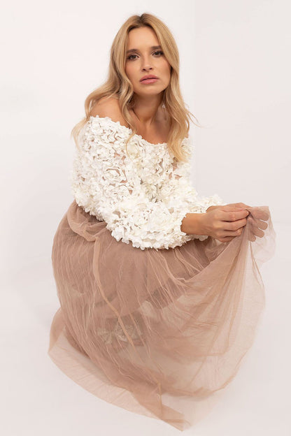 Luxurious elastic waistband midi tulle skirt for women in EU 0, crafted by Factory Price for comfort and elegance.