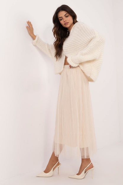 Fashionable midi length tulle skirt for women, showcasing comfort and simplicity, exclusively from Factory Price.