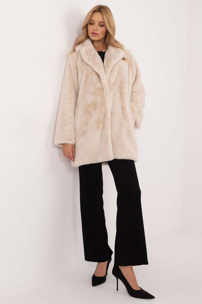 Elegant Women's Transitional Knee-Length Coat in Viscose by Factory Price, showcasing a classic cut and stylish design perfect for autumn-winter.
