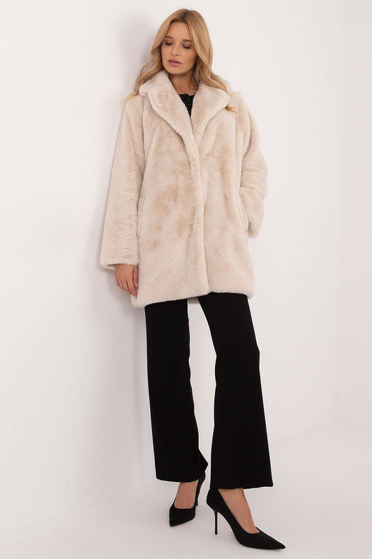 Elegant Women's Transitional Knee-Length Coat in Viscose by Factory Price, showcasing a classic cut and stylish design perfect for autumn-winter.